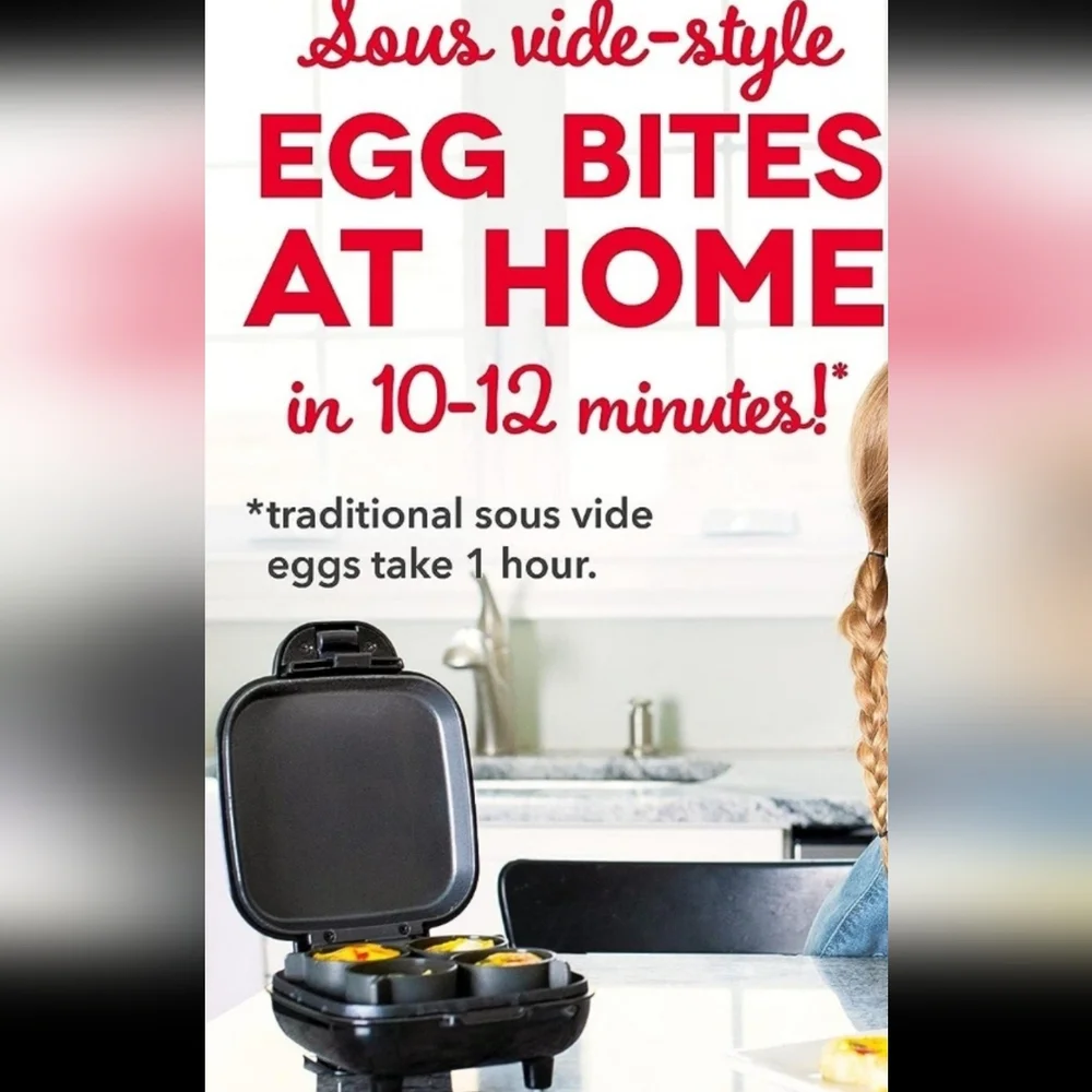 NIB DASH Deluxe Sous Vide Style Egg Bite Maker w 4 Silicone Molds